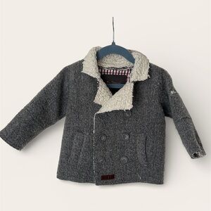 Ben Sherman baby boy button down pea coat faux sherpa 6-12 months